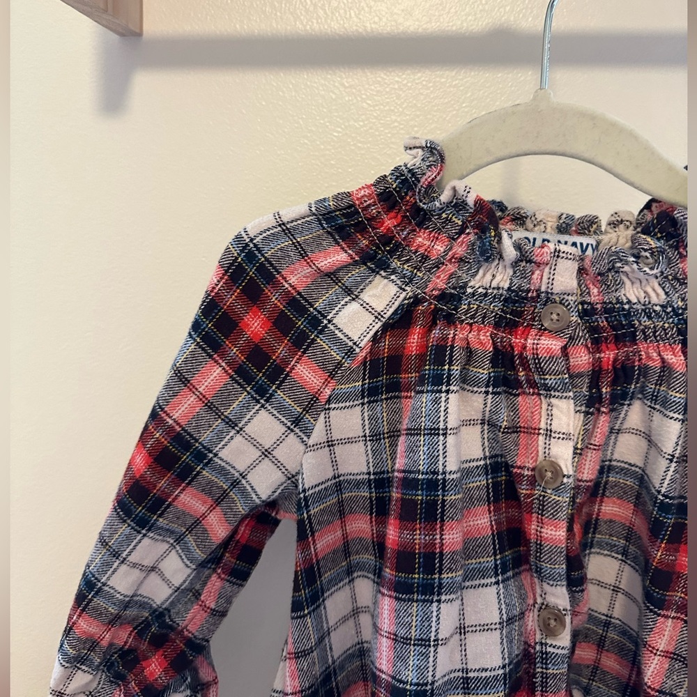 Old Navy Plaid Fleece Button Up Dress